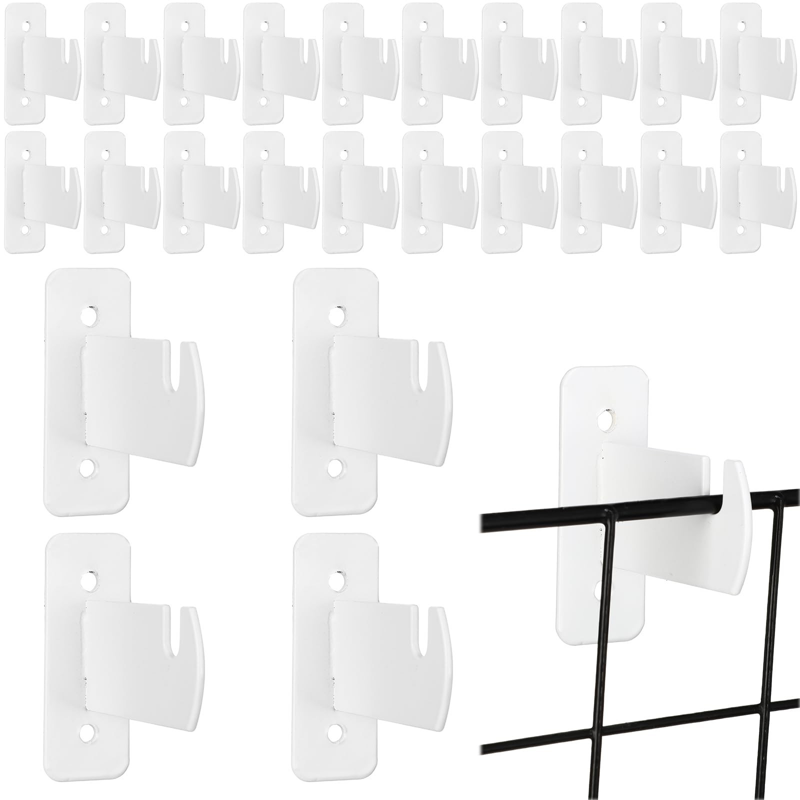 24 Pcs Metal Grid Wall Brackets & Hooks - Space-Saving Display Accessories for H