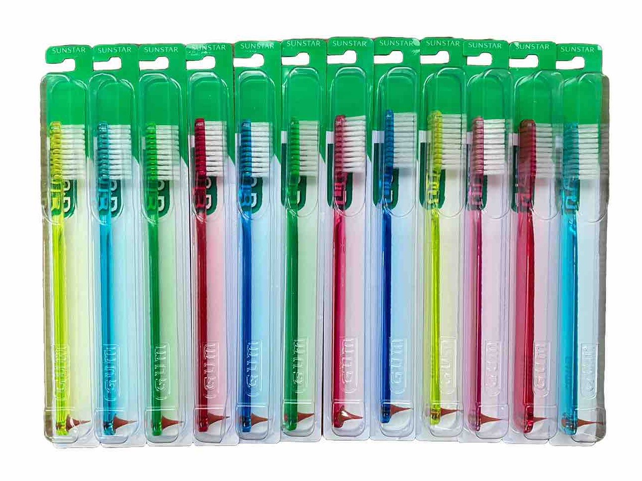 12 Pk GUM 411 Classic Full size (4 rows) brushes Soft Toothbrush With Rubber Tip