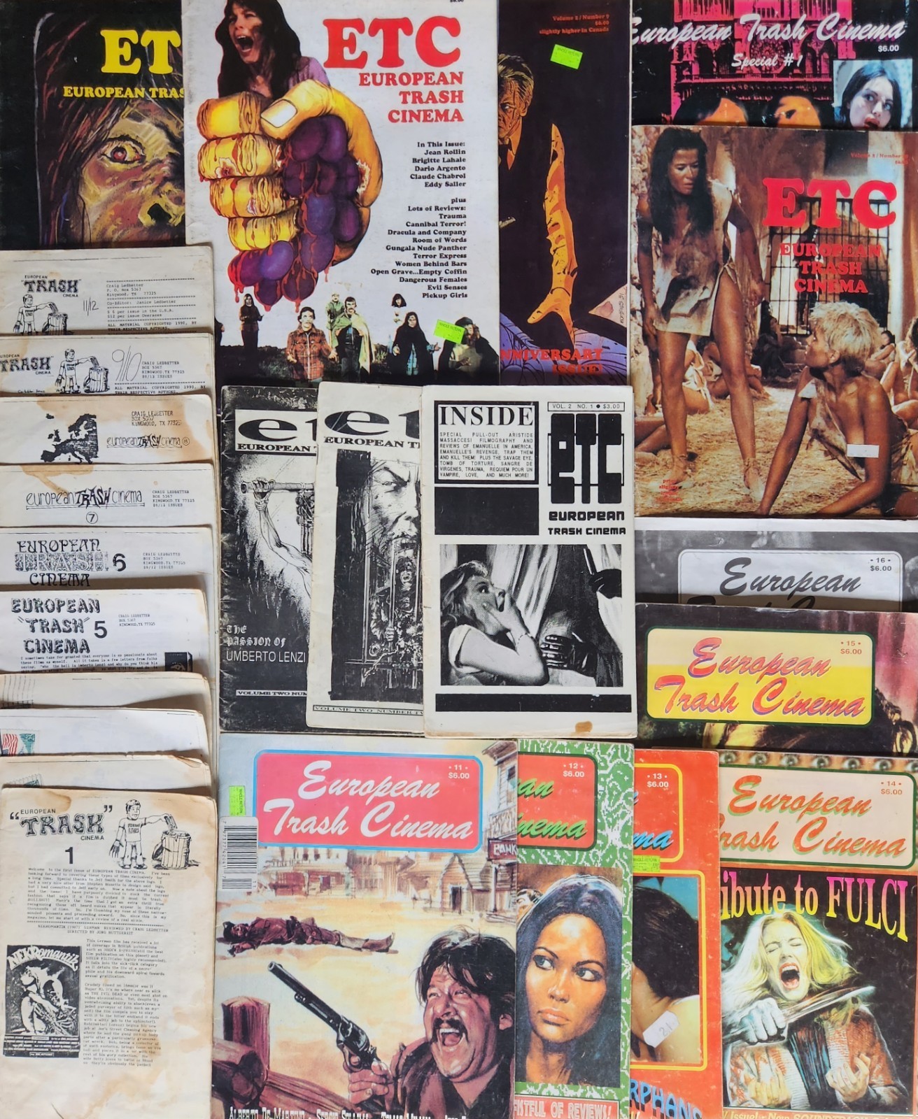 ULTRA RARE 1st ISSUE EUROPEAN TRASH CINEMA ETC & HI-TECH TERROR VINTAGE ZINE LOT