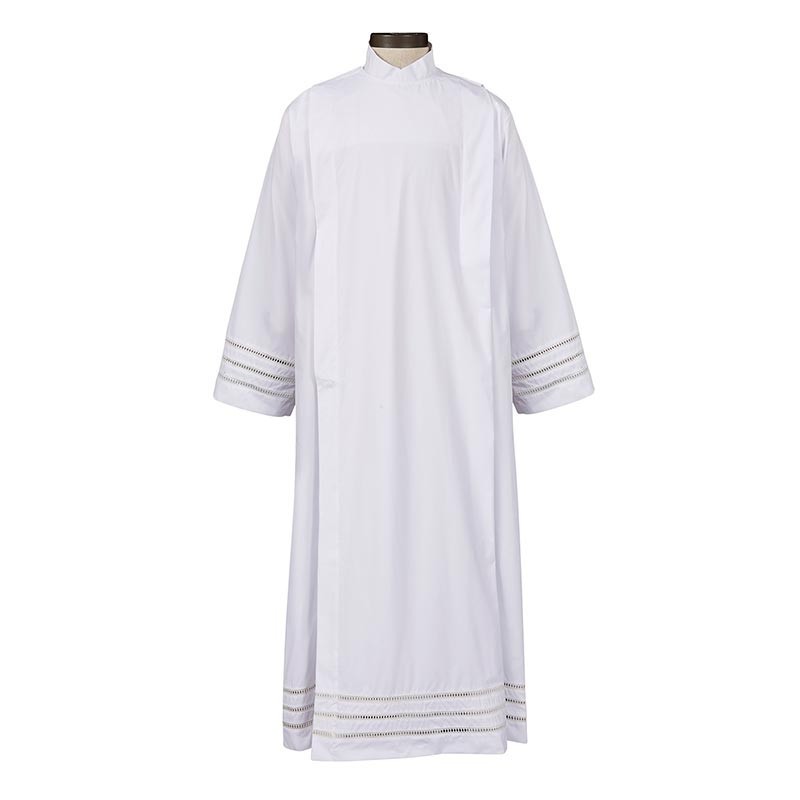 Trinity Front Wrap Alb White Medium Fit Polycotton Attire Clergy Church Vestment Trinity Front Wrap Alb White Medium Fit Polycotton Attire Clergy Church Vestment