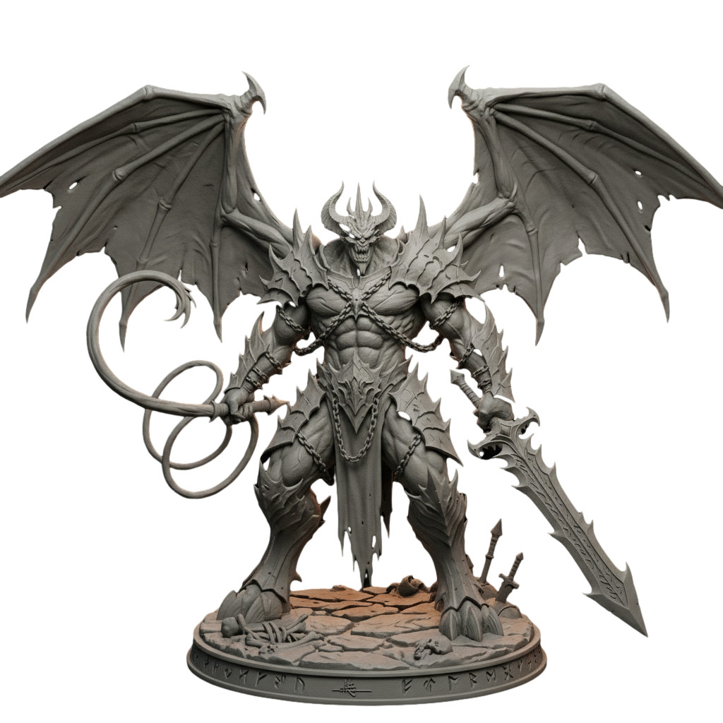 BALOR DEMON Resin Mini D&D 3D Printed Futuristic Fantasy TTRPG Miniature 75mm BALOR DEMON Resin Mini D&D 3D Printed Futuristic Fantasy TTRPG Miniature 75mm