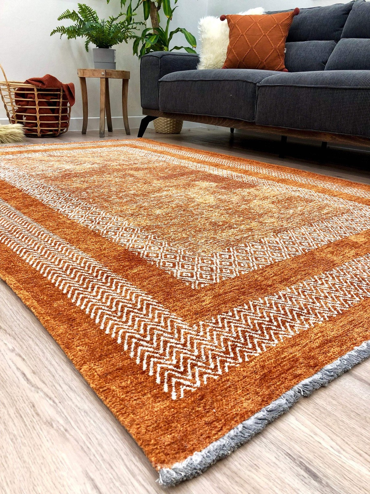 Alfa Rich Scandinavian Burnt Orange Washable Area Rugs for Living Room Bedroom
