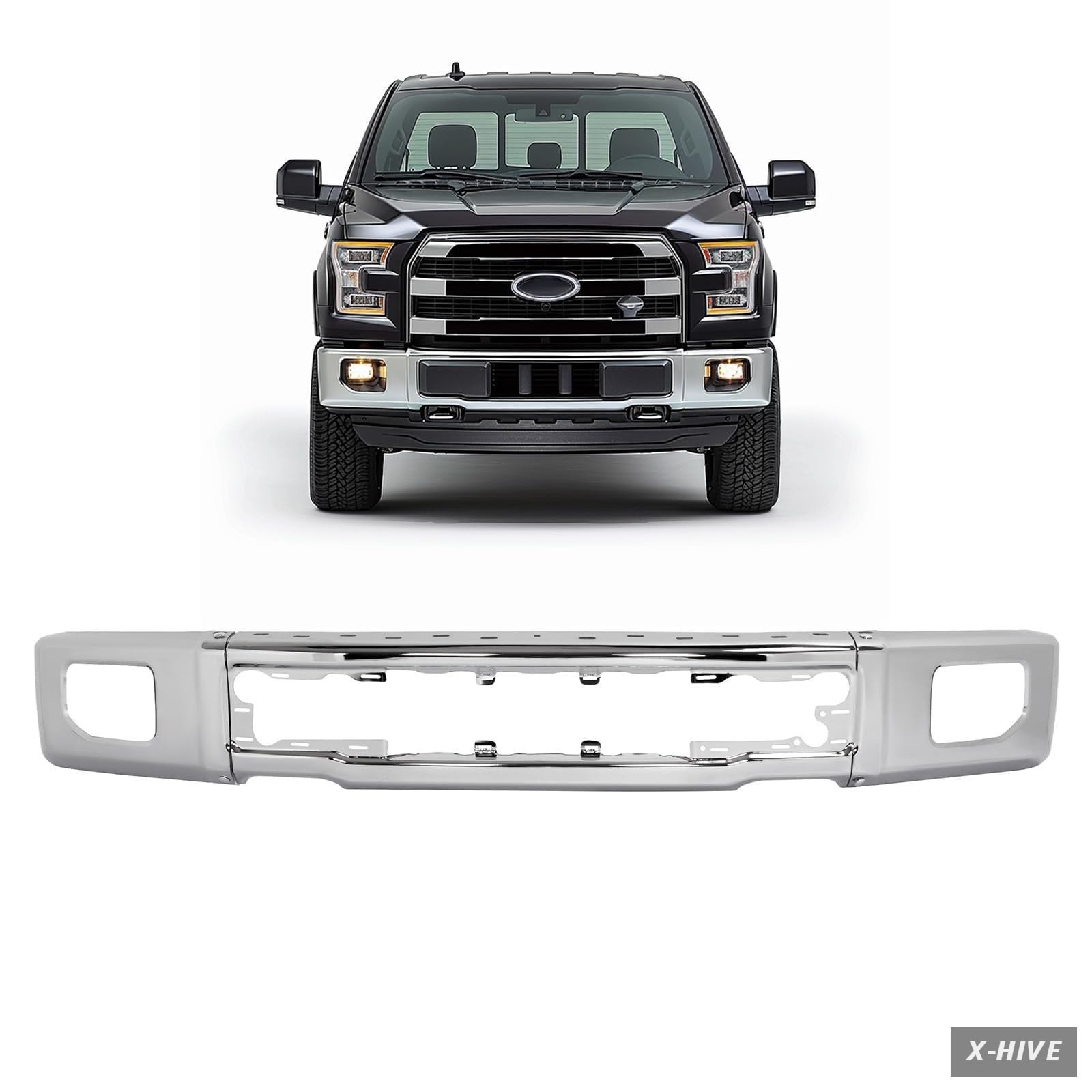 Bumpers Steel 1 KUAFU Front Bumper Face Bar Compatible 2015-2017 3pcs