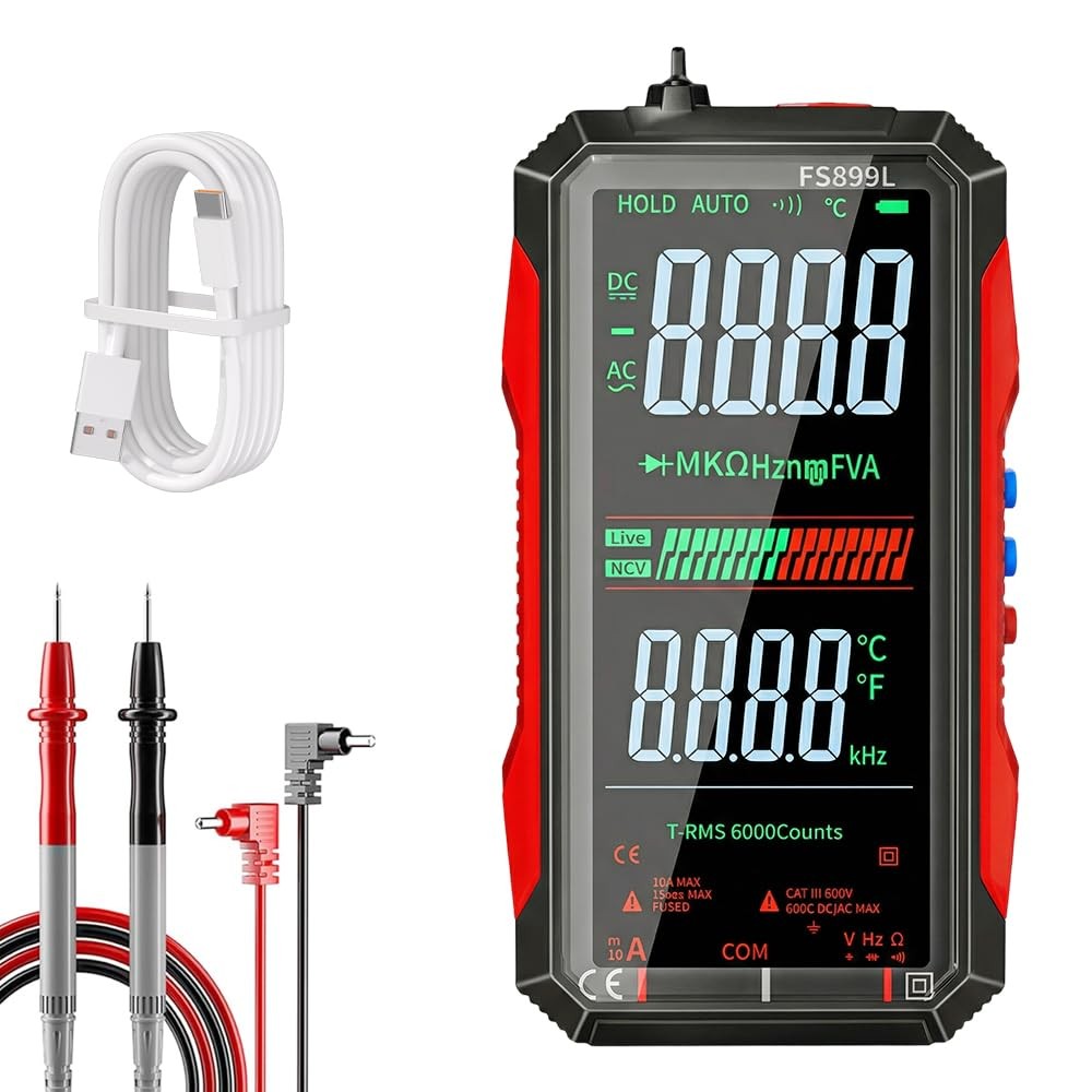 2026 Upgraded FS899L Digital Multimeter, 6000 Counts True RMS Auto-Ranging AC/DC