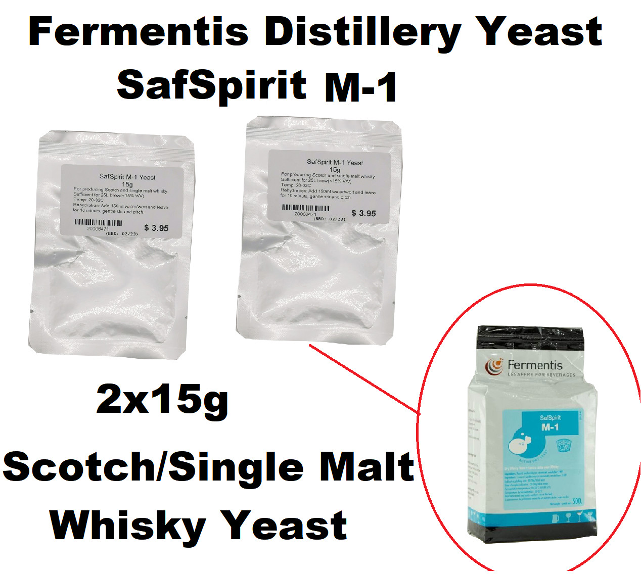 2 x 15g Repacked Fermentis SafSpirit M-1 (Malt) Whisky Yeast for 2 x 25L Brew 2 x 15g Repacked Fermentis SafSpirit M-1 (Malt) Whisky Yeast for 2 x 25L Brew