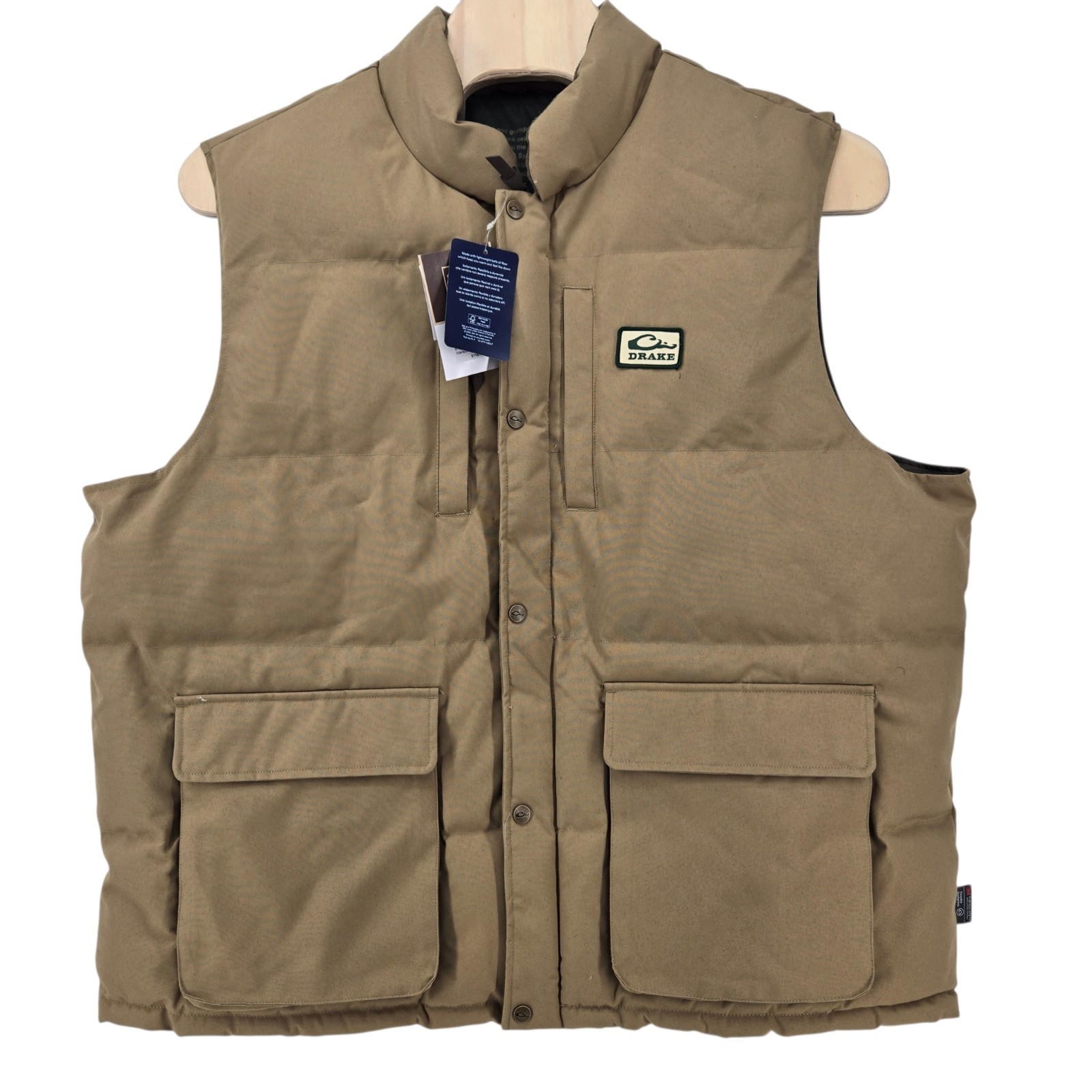 DRAKE Throwback 80 Featherless Puffer Vest Men\'s 3XL XXXL Hunting Waterproof Tan DRAKE Throwback 80 Featherless Puffer Vest Men\'s 3XL XXXL Hunting Waterproof Tan