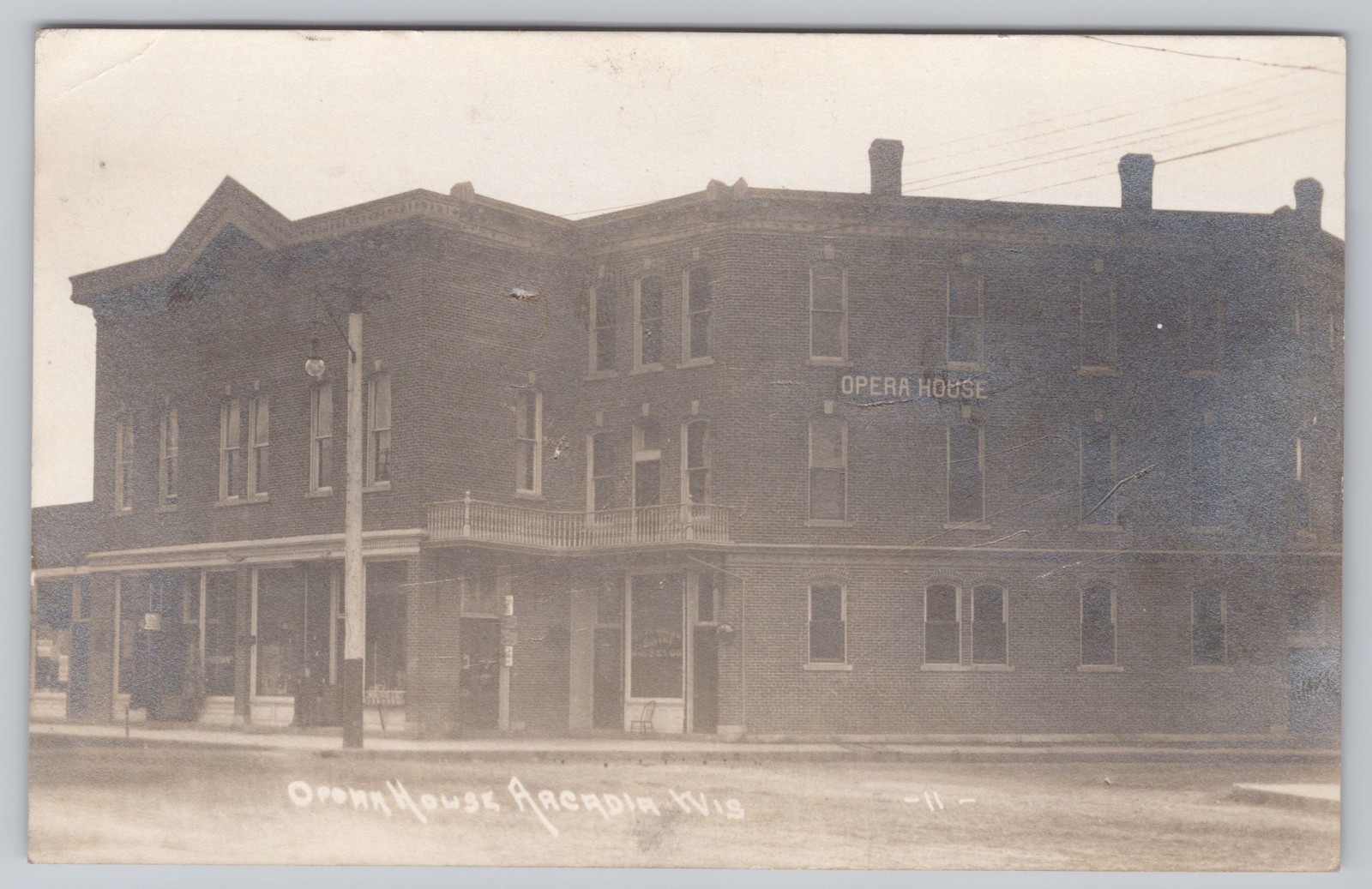 Vintage Arcadia WI Opera House Posted 1911 Real Photo Demolished Building RPPC