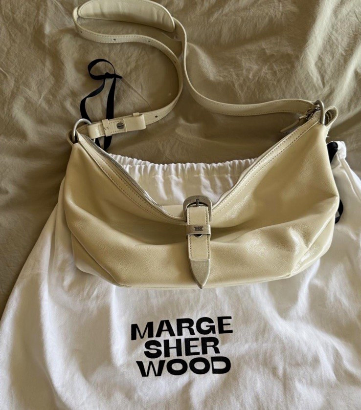 Marge Sherwood White Leather Shoulder Bag Zip Marge Sherwood White Leather Shoulder Bag Zip