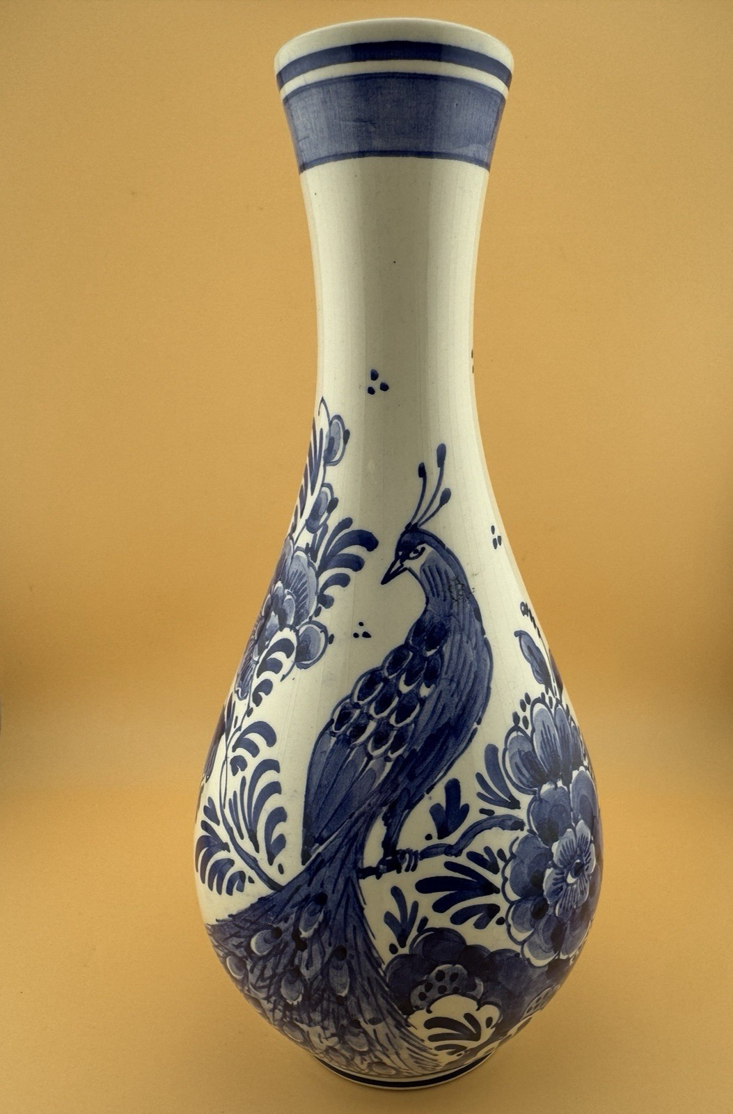 Vintage Delft\'s Blauw Hand Painted Vase Blue & White Holland 10.25\