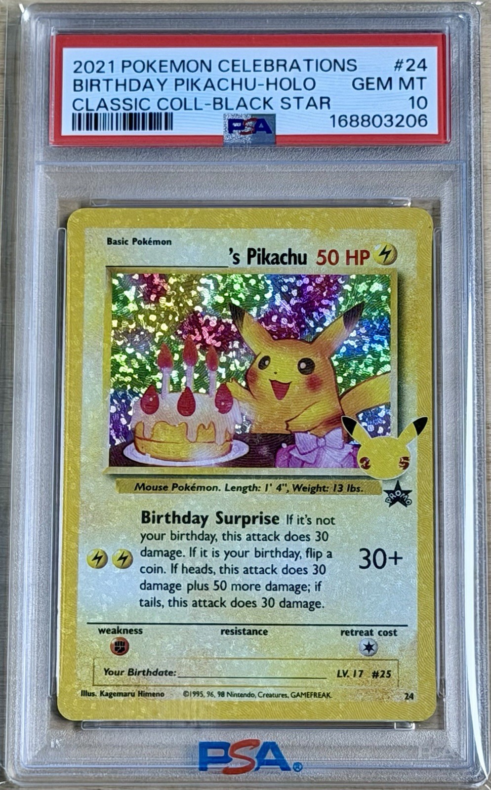 2021 Pokemon Celebrations Classic Collection #24 Birthday Pikachu - PSA 10 💎 2021 Pokemon Celebrations Classic Collection #24 Birthday Pikachu - PSA 10 💎