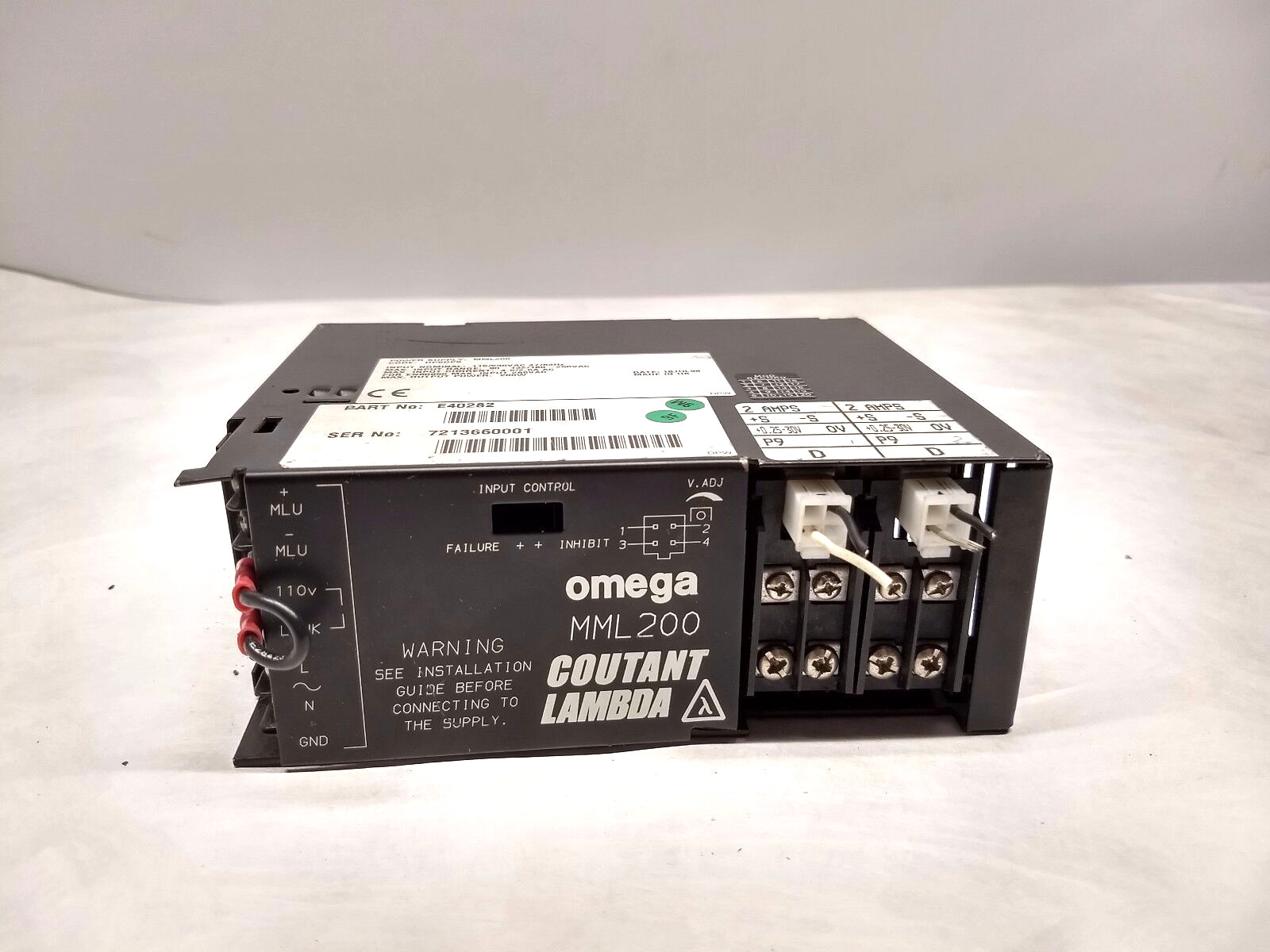 Omega Coutant Lambda MML 200 Power Supply 4.5A, Part No. E40282 Omega Coutant Lambda MML 200 Power Supply 4.5A, Part No. E40282