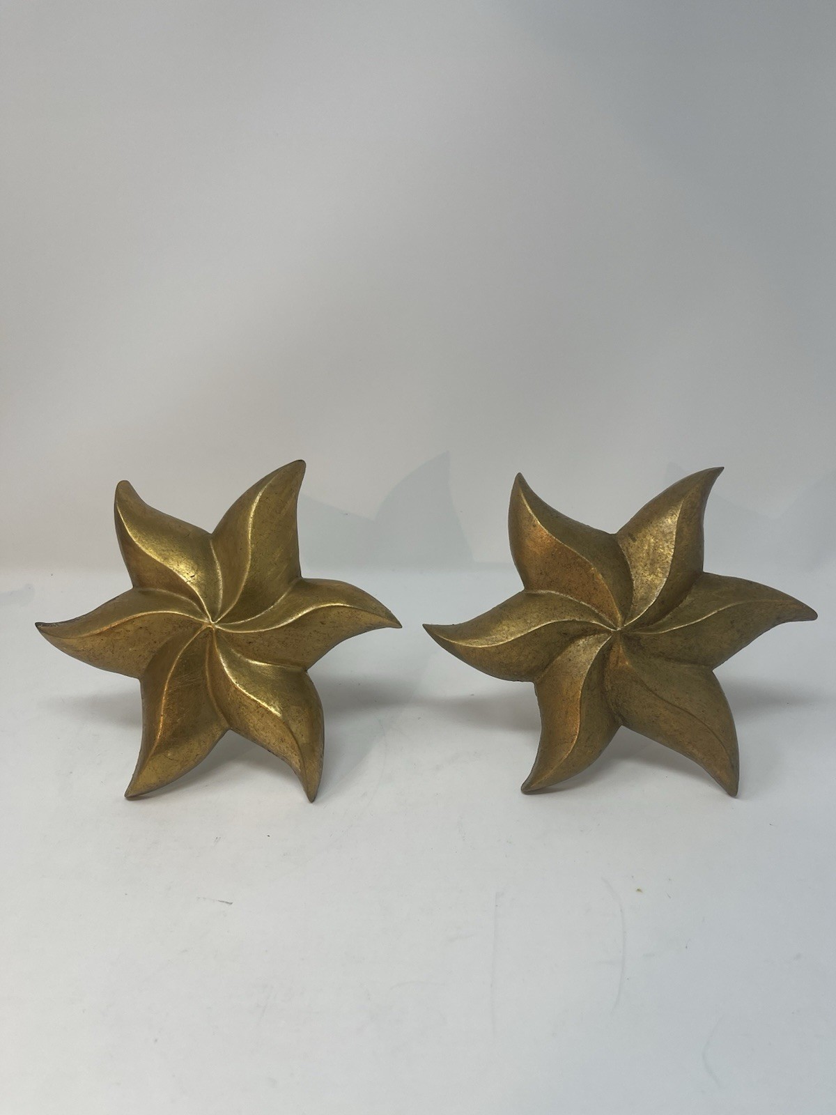 Vintage William Harvey Studio Gold Gilt Pinwheel Drapery Tiebacks, set of Two 