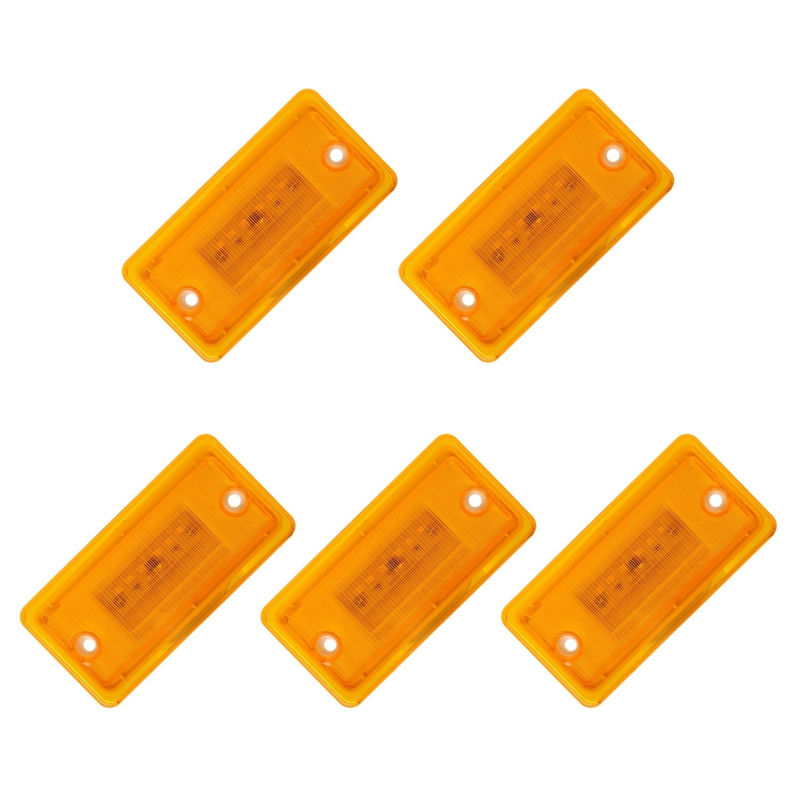 5 PCS LED Cab Roof Clearance Marker Light Front Top Amber Lamps Fit for Freig...