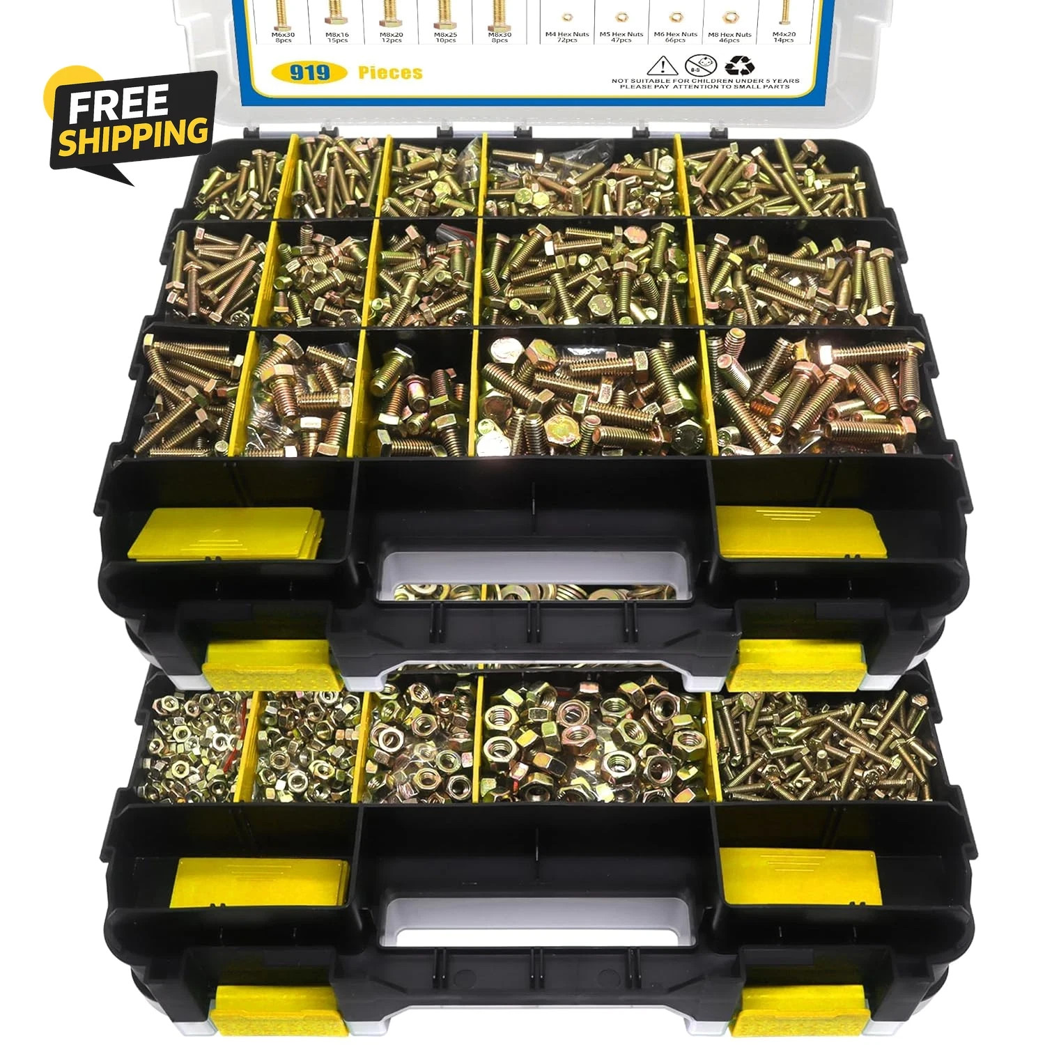 1000 Pcs Grade 8.8 Metric Bolt Assortment, M4 M5 M6 M8 Heavy Duty  Nuts Kit