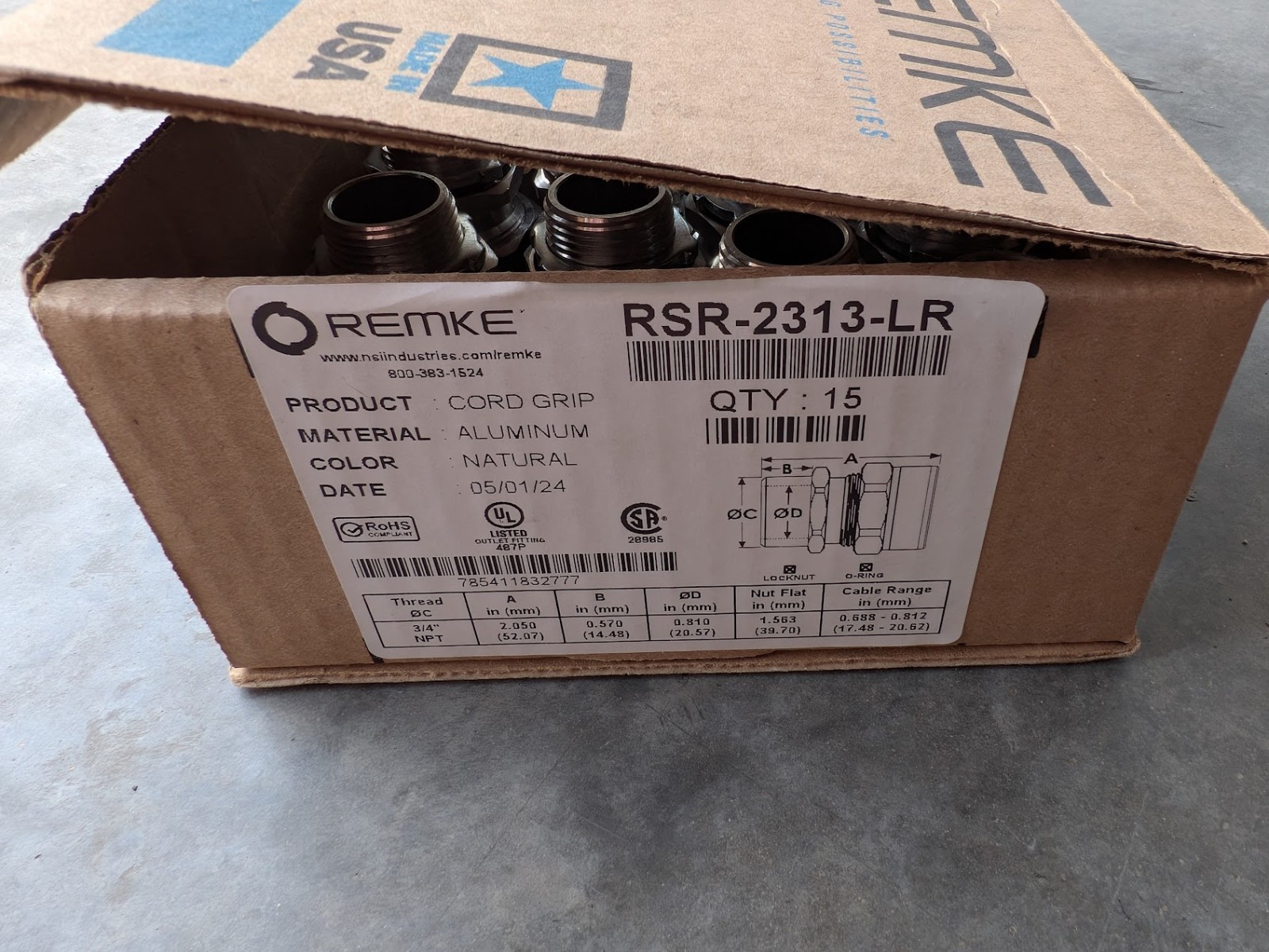 Remke RSR-2313-LR Cord Grips 3/4 NPT Aluminum QTY:15 NEW IN BOX Remke RSR-2313-LR Cord Grips 3/4 NPT Aluminum QTY:15 NEW IN BOX
