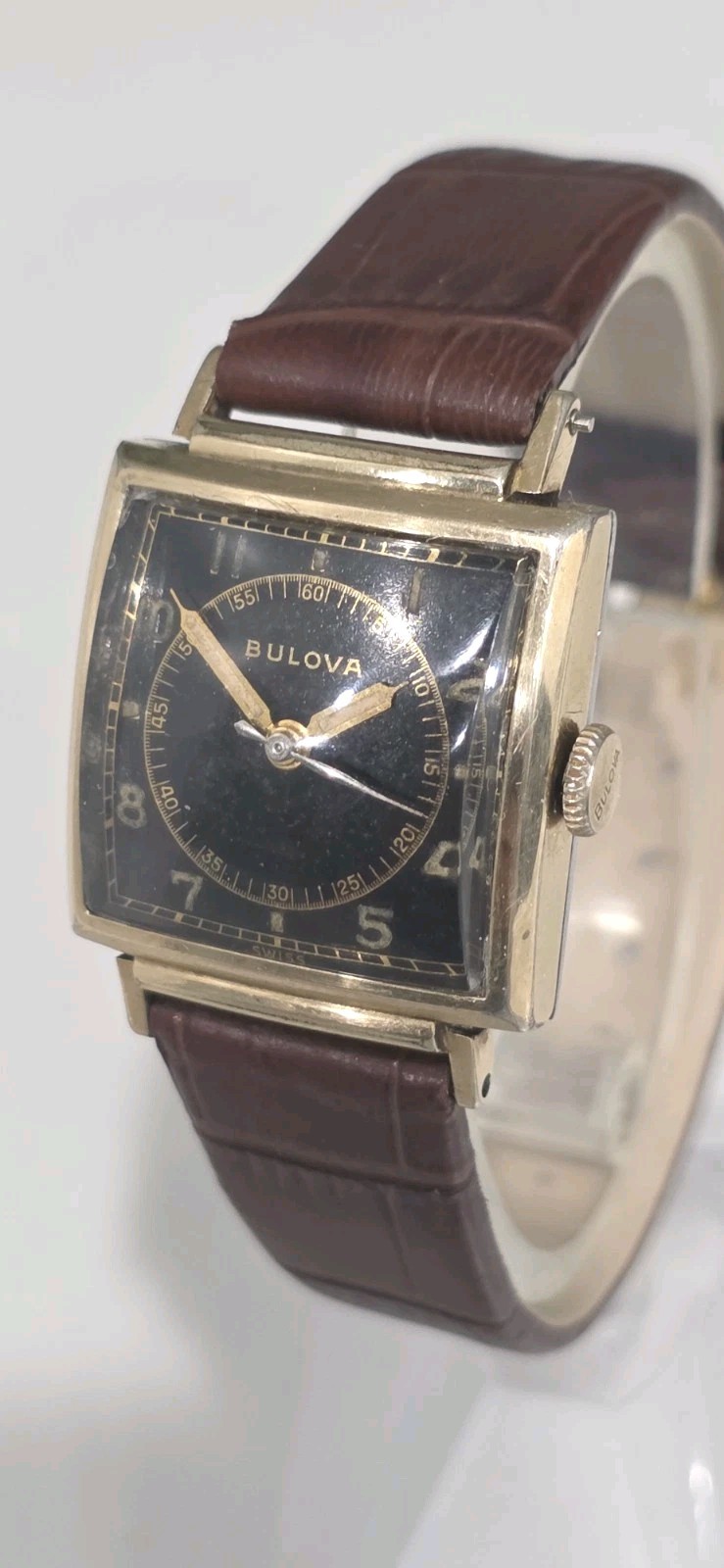 Rare 1940\'s Vintage Bulova Military Doctors Surgeon Black Dial Watch Cal 10BUC
