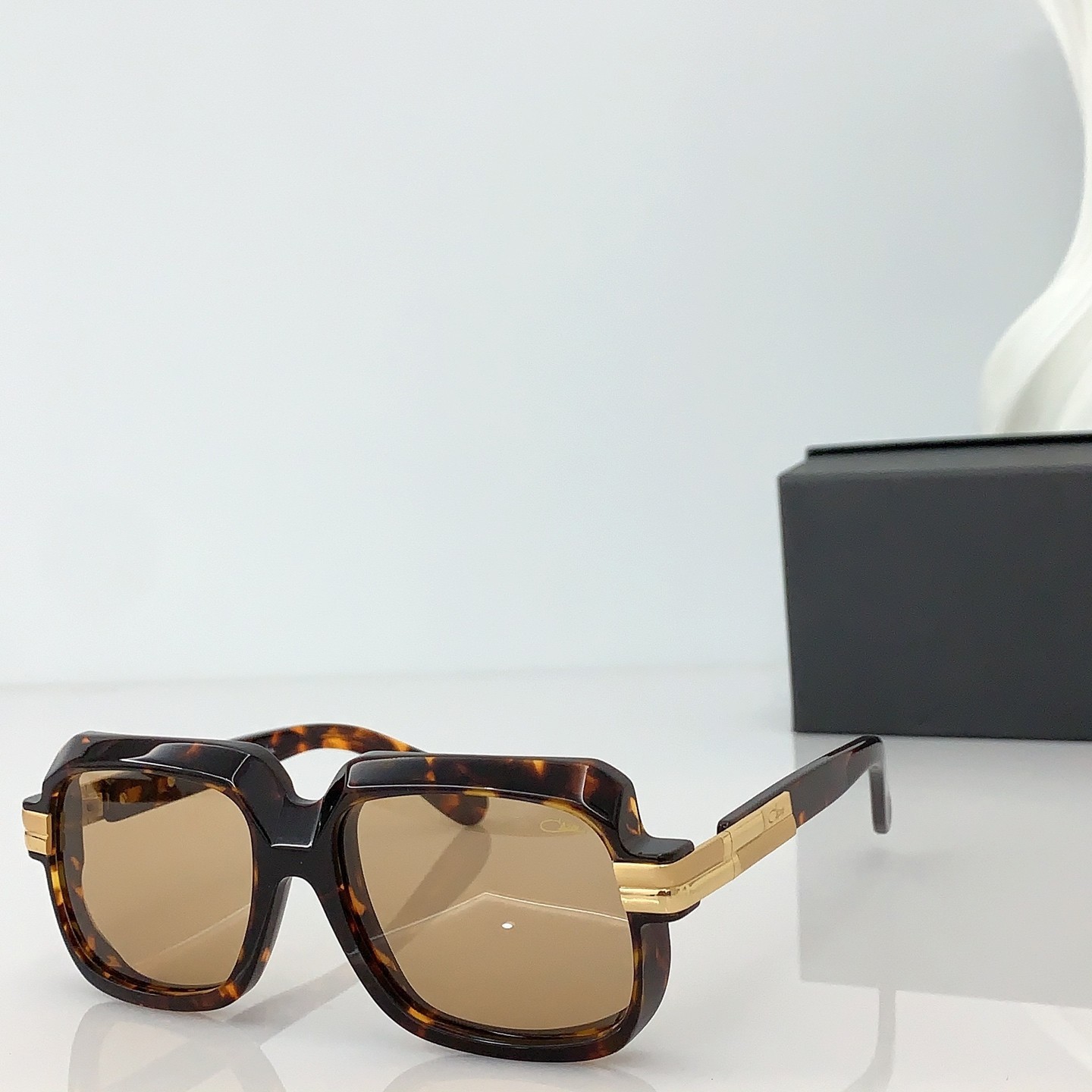 Cazal MOD607 Fashion Square Sun Glasses Tortoise Frame Brown Lens 56‑18‑140 Cazal MOD607 Fashion Square Sun Glasses Tortoise Frame Brown Lens 56‑18‑140