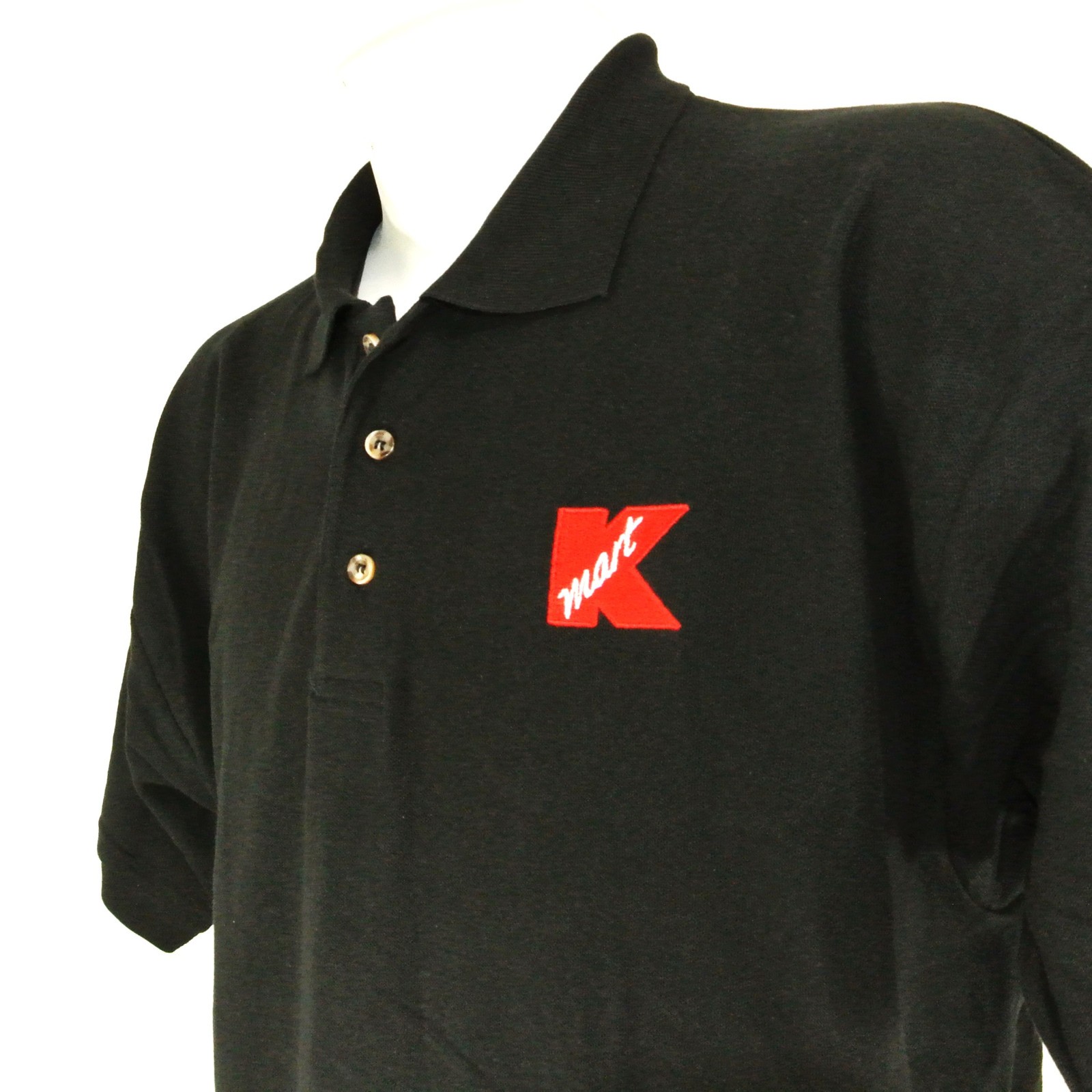 K MART Department Store Employee Uniform Vintage Black Polo Shirt Size XL