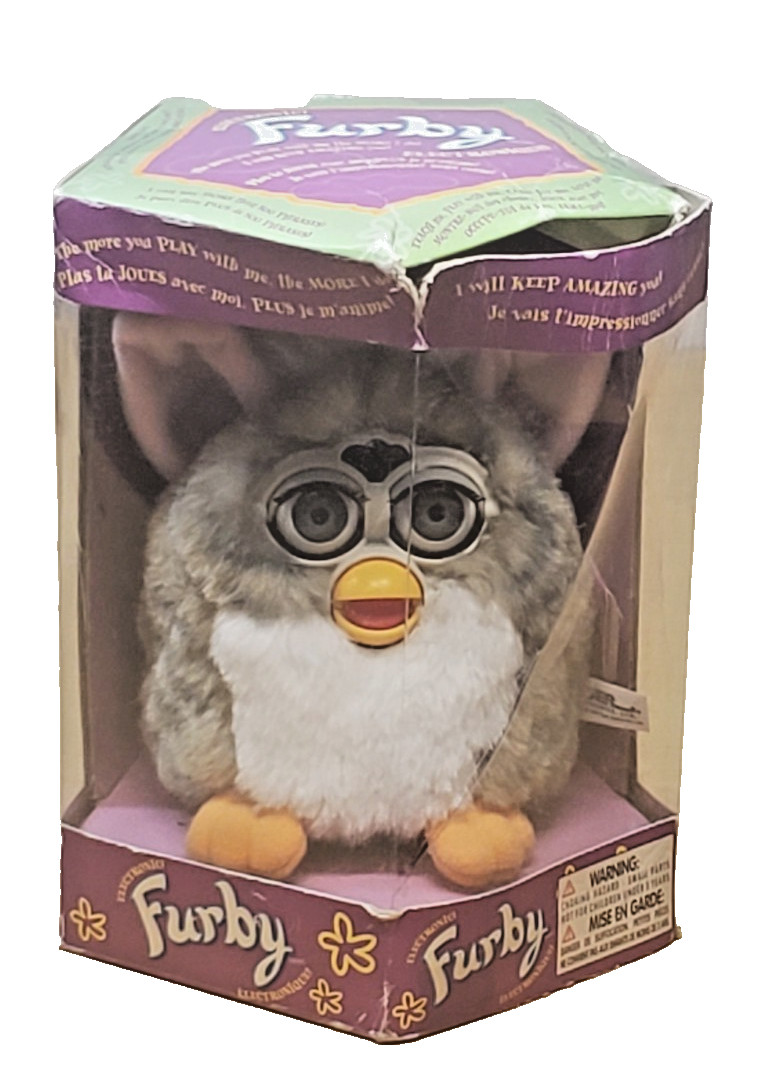Vintage 1998 Furby Tiger Electronics 70-800 Gray White Beat Up Box Vintage 1998 Furby Tiger Electronics 70-800 Gray White Beat Up Box