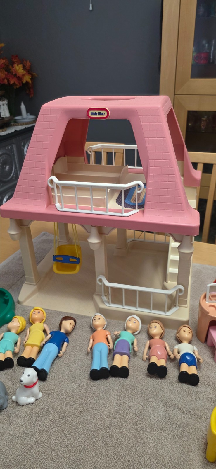 Vintage Little Tikes Grandma\'s Cottage Pink Roof Dollhouse Grandparents House