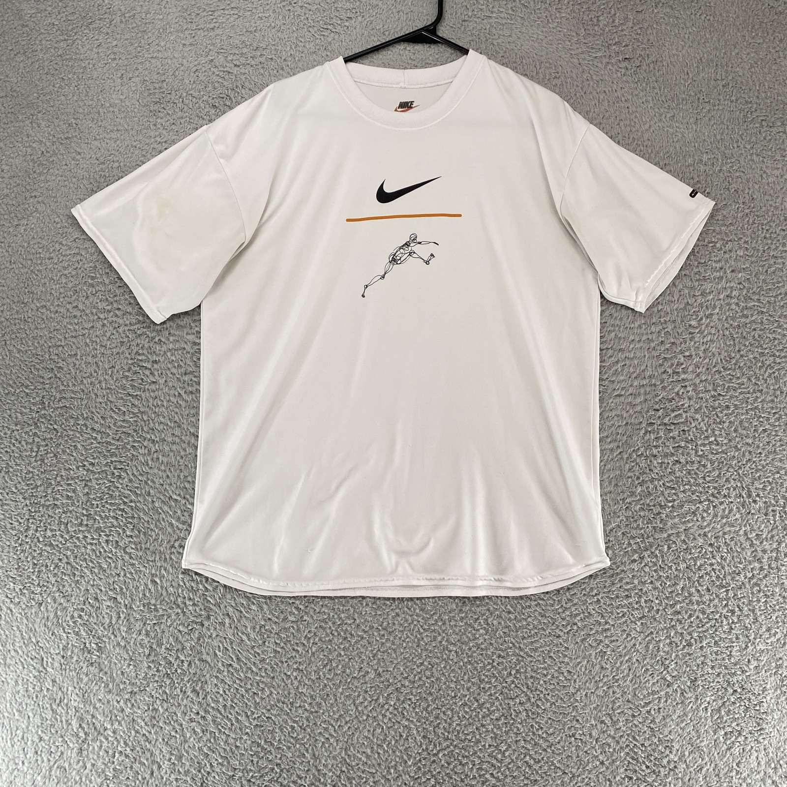 Vintage Nike Shirt Mens XL White Runner Made in USA 90s Running Man White Vintage Nike Shirt Mens XL White Runner Made in USA 90s Running Man White