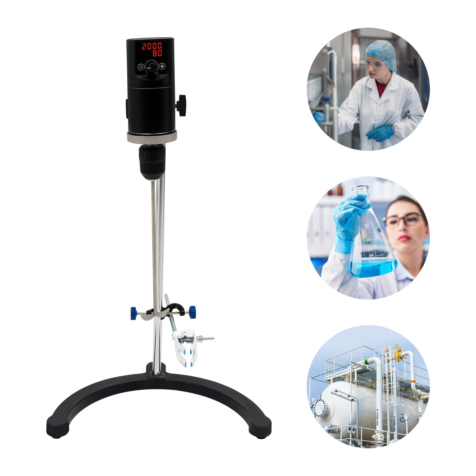120W Adjustable Electric Overhead Stirrer Max 40L Digital Lab Mixer Time & Speed