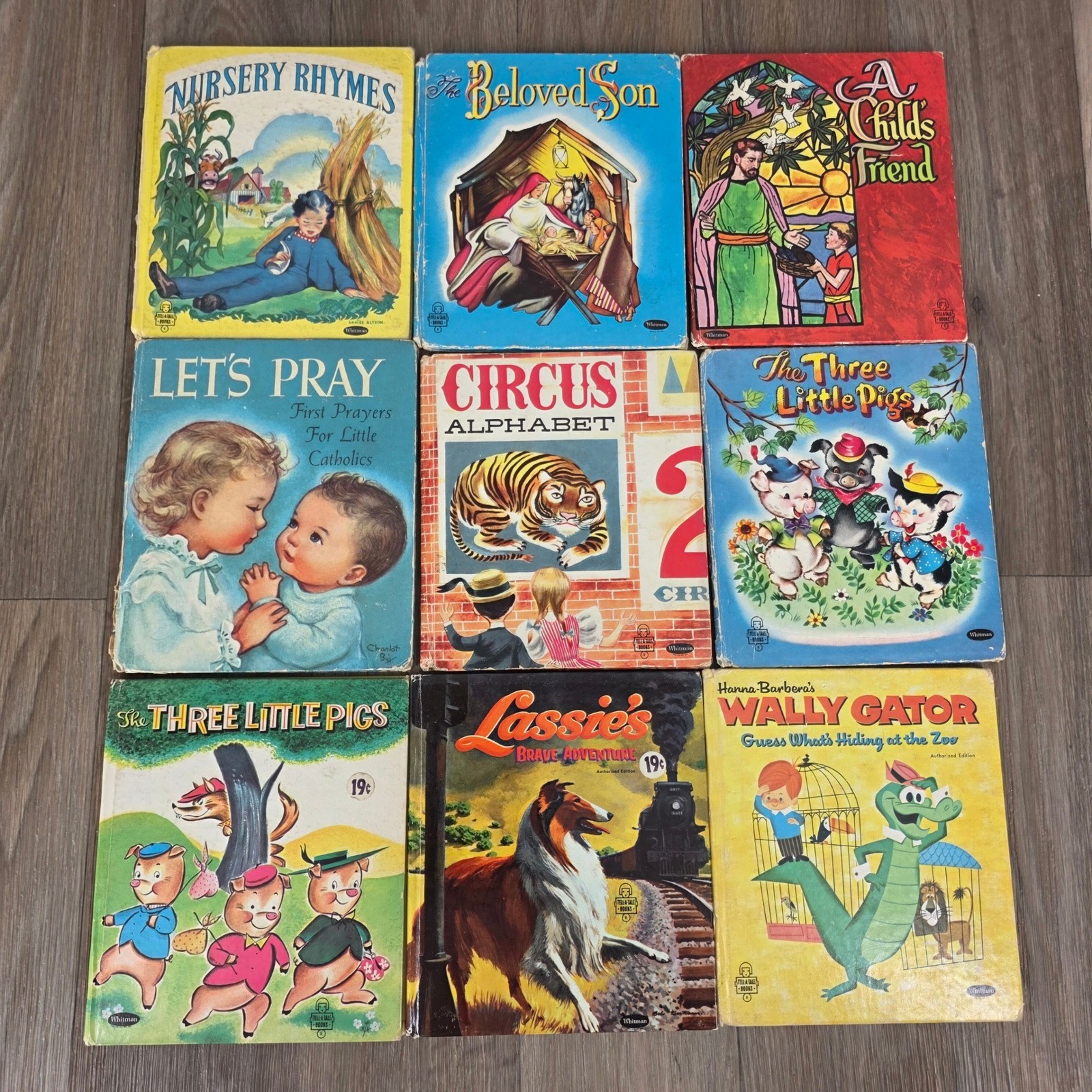 Vintage Whitman Tell-a-Tales Books Lot of 9 Lassie Wally Gator 1950s 1960s Retro