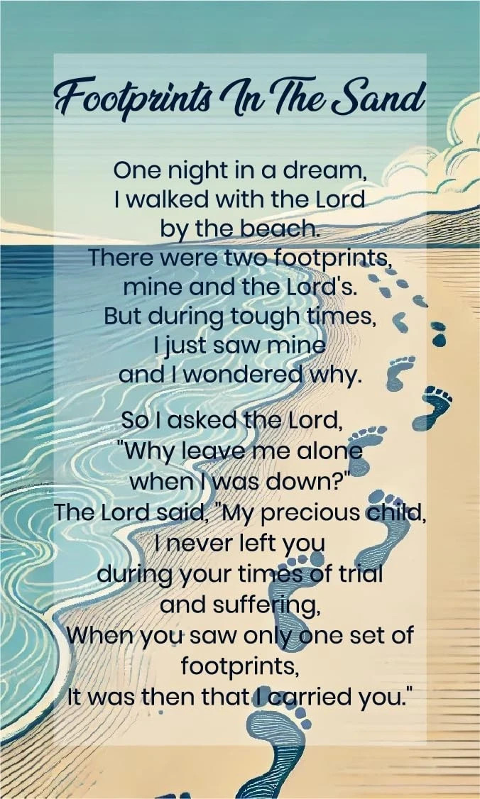 Footprints In The Sand - Inspirational Poem Cards To Keep, Book, Journal - De... Footprints In The Sand - Inspirational Poem Cards To Keep, Book, Journal - De...