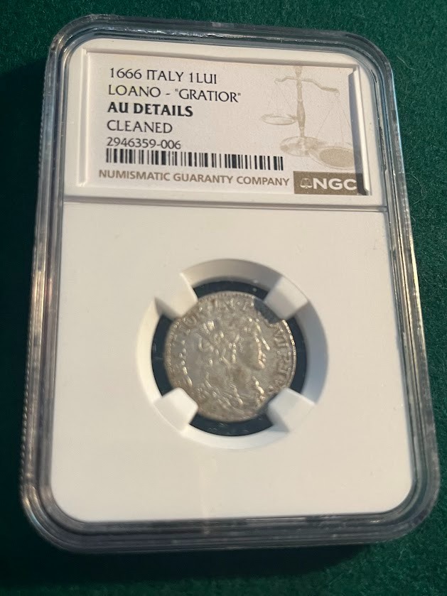 Italian States Loano - 'GRATIOR' Luigino 1666  NGC AU Det. Cleaned