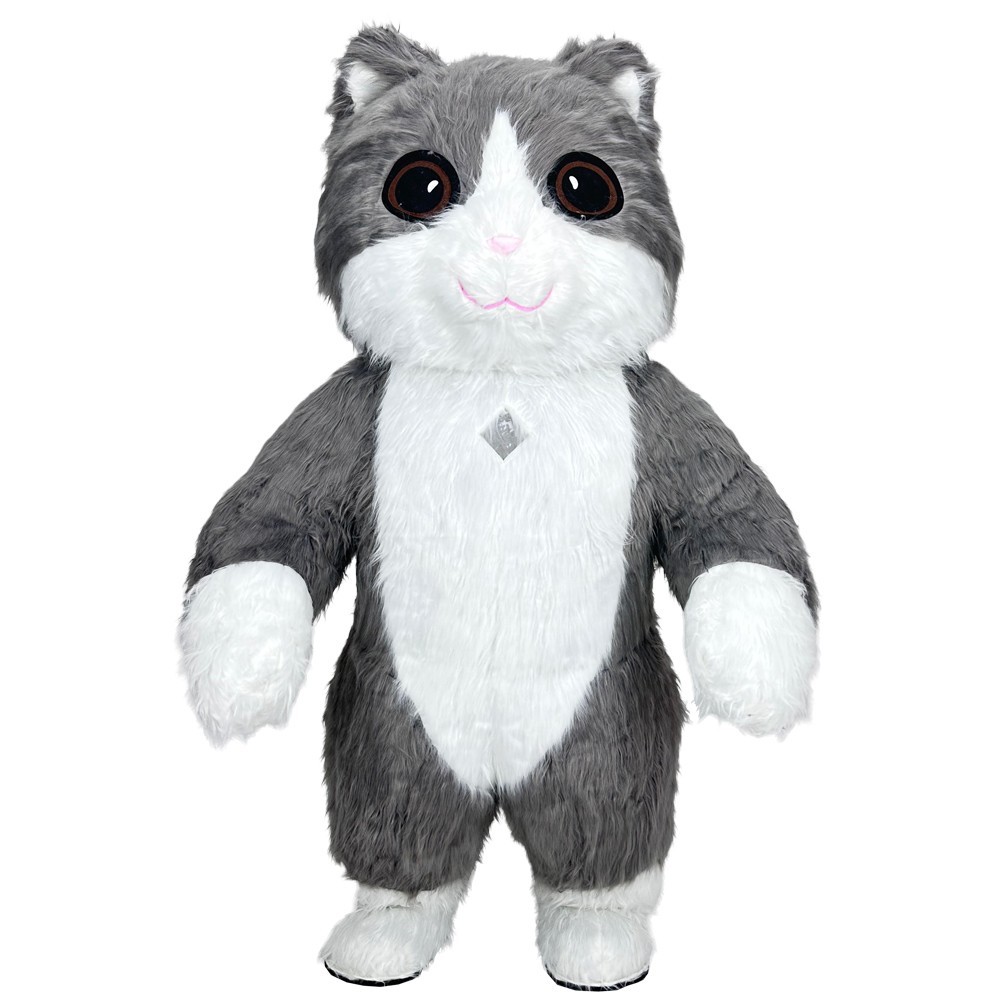 Fluffy Tabby Cat Inflatable Mascot Carnival Birthday Halloween Parade Costume