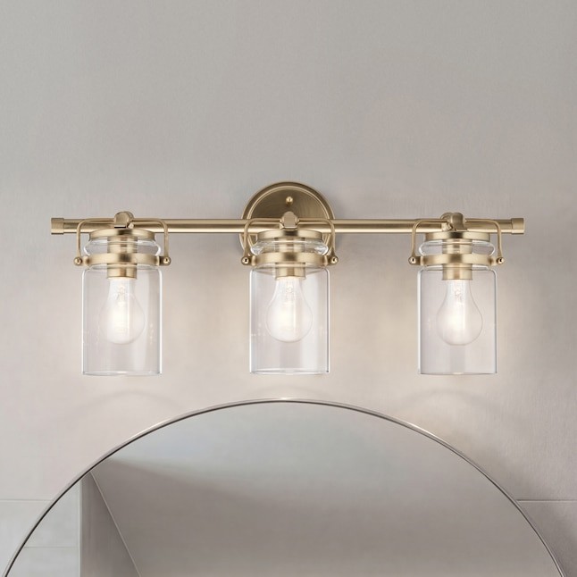 KICHLER 45689CPZ Brinley 24 in. 3-Light Champagne Bronze Vintage Vanity Light KICHLER 45689CPZ Brinley 24 in. 3-Light Champagne Bronze Vintage Vanity Light