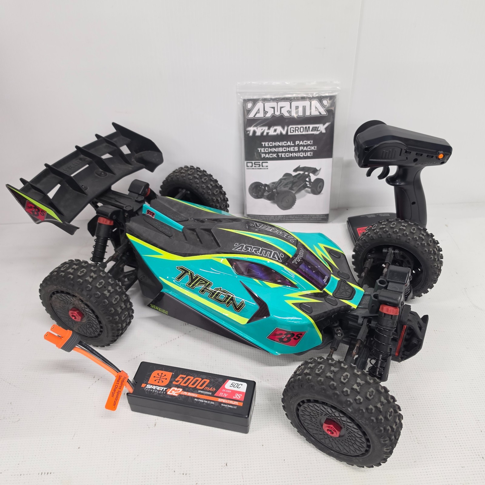 Arrma Typhon 223S 1/8 BLX Brushless 4WD Buggy (Blue) + Extras