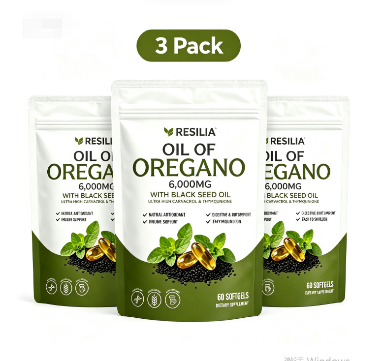 3Pack Resilia Oil of Oregano 6000mg with Black Seed Oil Softgels – 60 Capsules