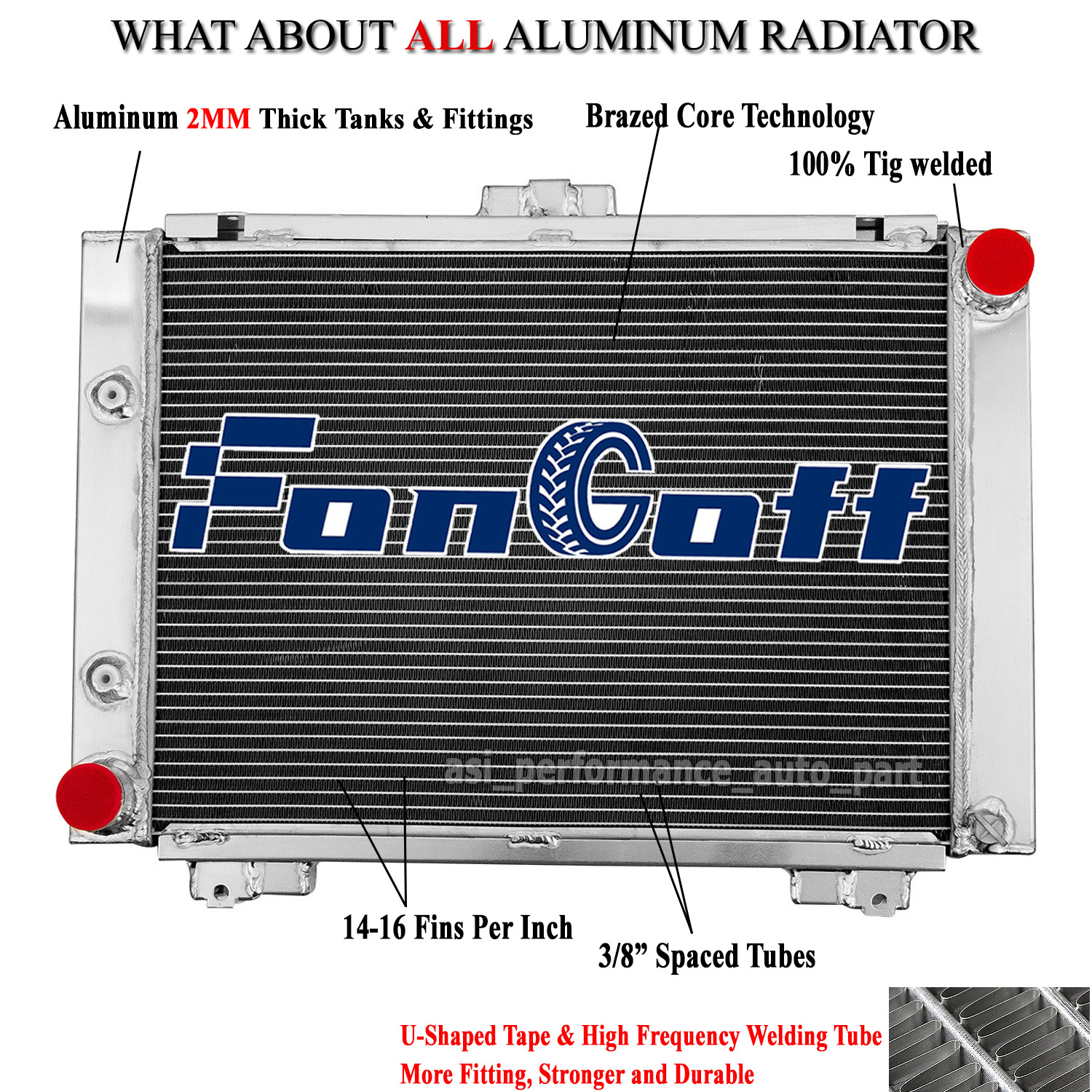 4 Row Aluminum Radiator For 1964 Ford Galaxie 500 500XL 4.7L/5.8L/6.4L L6 AT V8