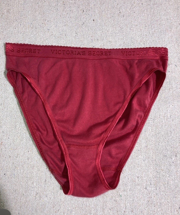 Vintage Victoria’s Secret Cotton Red Signature Waistband Hi Cut Leg Panties M…