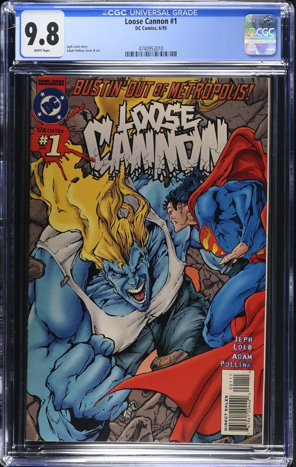 Loose Cannon #1 CGC 9.8 WP DC 1995 Superman Battle Cover Jeph Loeb 🇺🇸