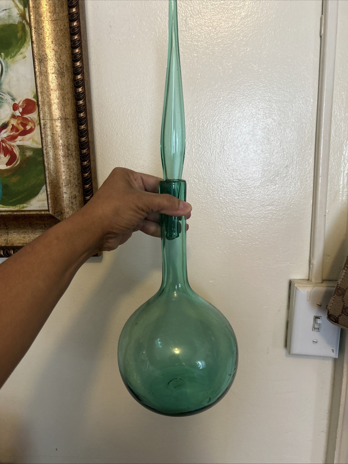 Vintage MCM Blenko Glass 627L Decanter In Turquoise 18 Vintage MCM Blenko Glass 627L Decanter In Turquoise 18