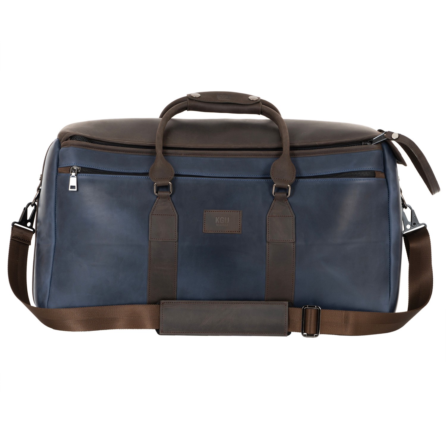 Double/Triple Gig Bag for Trumpets - Dark Blue and Brown Crazy Horse Leather