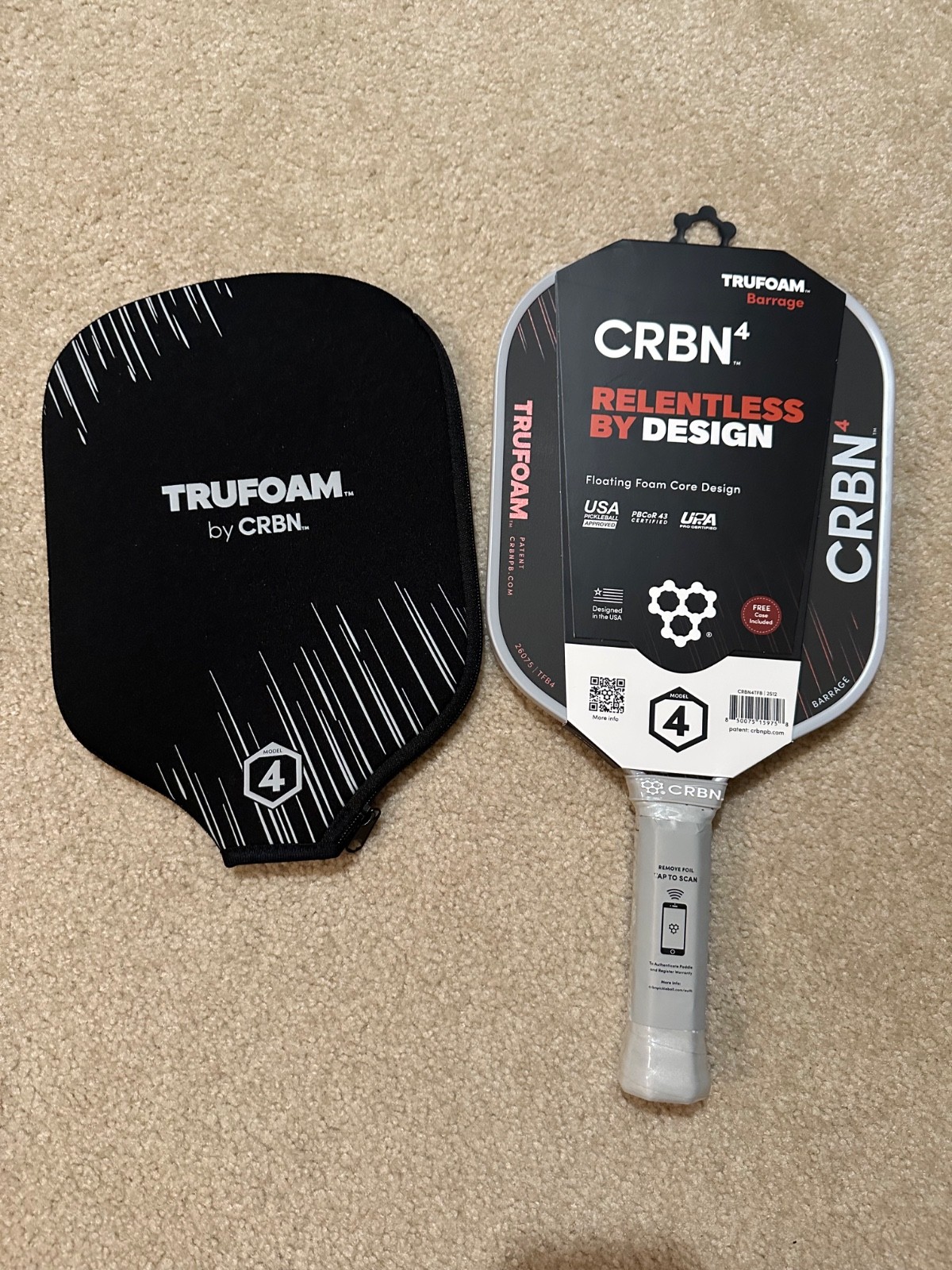 NEW CRBN4 TruFoam Barrage Hybrid Aerocurve Pickleball Paddle NEW CRBN4 TruFoam Barrage Hybrid Aerocurve Pickleball Paddle