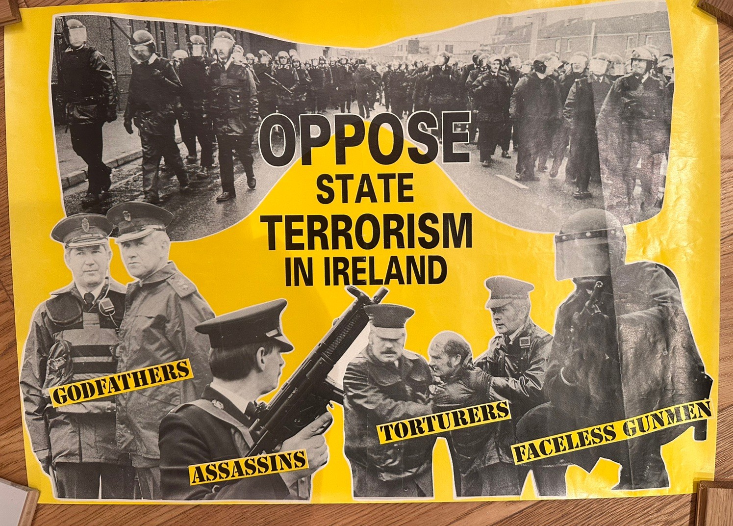 Vintage 1970s Irish Republican Poster OPPOSITE STATE TERRORISM IN IRELAND 40x66cm Vintage 1970s Irish Republican Poster OPPOSITE STATE TERRORISM IN IRELAND 40x66cm