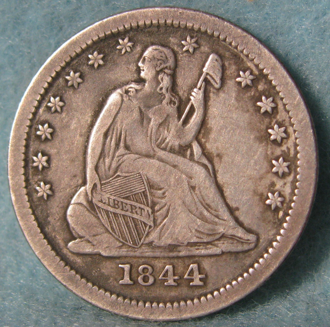 1844-O Seated Liberty Silver Quarter Near High Grade Old US Coin #593