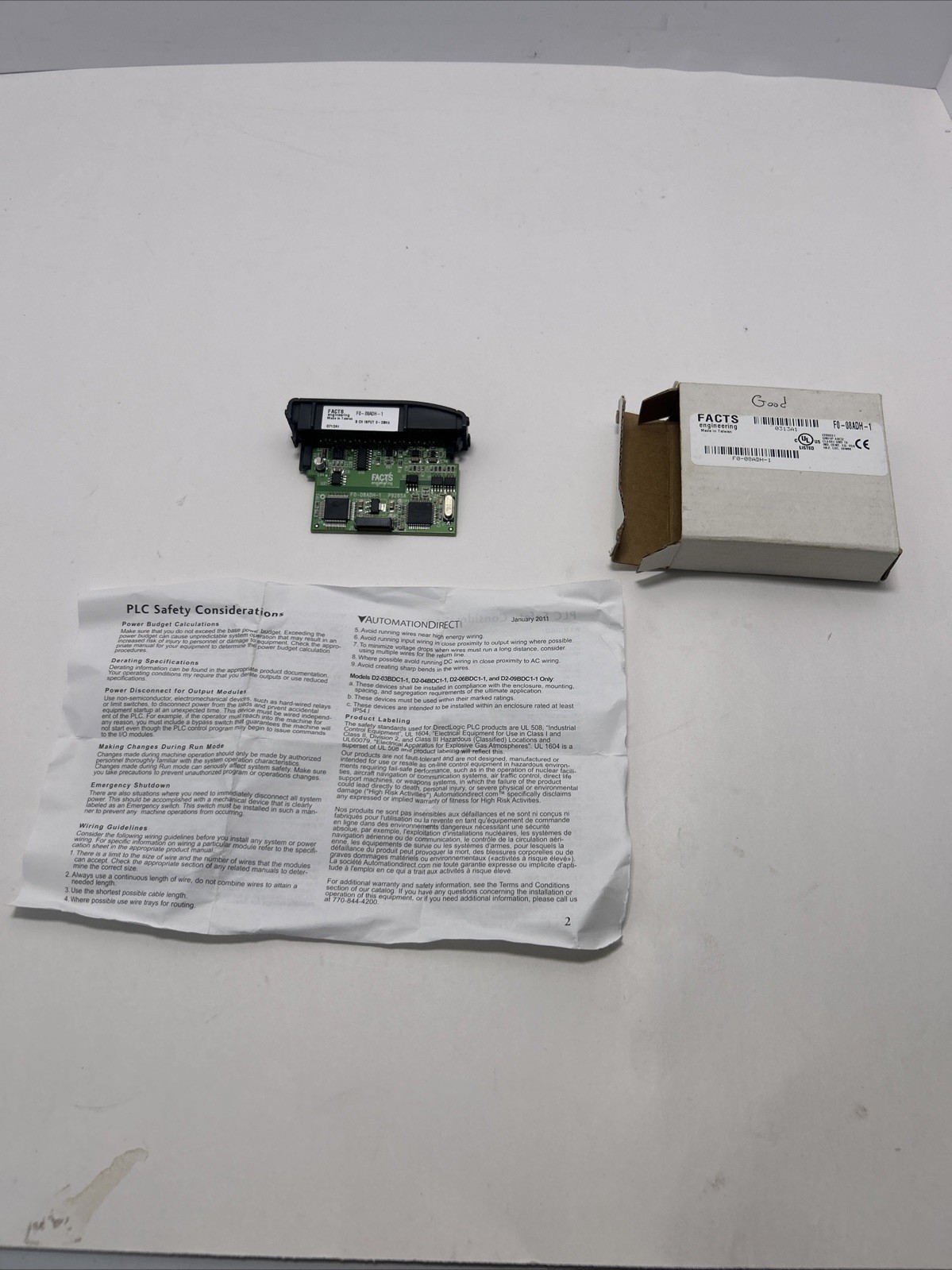FACTS ENGINEERING F0-08ADH-1 DirectLOGIC DL05/06 ANALOG INPUT MODULE 8-CH NSMP FACTS ENGINEERING F0-08ADH-1 DirectLOGIC DL05/06 ANALOG INPUT MODULE 8-CH NSMP