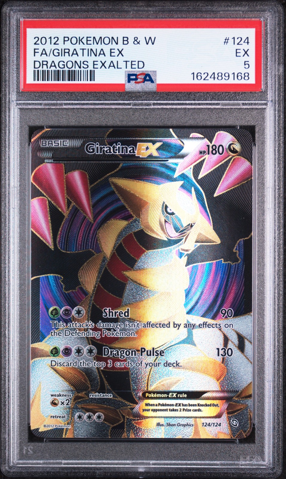 2012 POKEMON BLACK & WHITE DRAGONS EXALTED #124 FULL ART/GIRATINA EX PSA 5