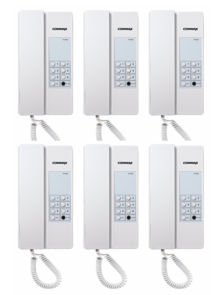 Commax 6 Stations Interphone System Set: TP-6RC x6 & 12V Power Supply x1 Commax 6 Stations Interphone System Set: TP-6RC x6 & 12V Power Supply x1