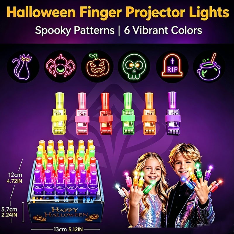 36PCS Halloween LED Finger Lights Glow in the Dark Party Favors Rave Goodie Bag