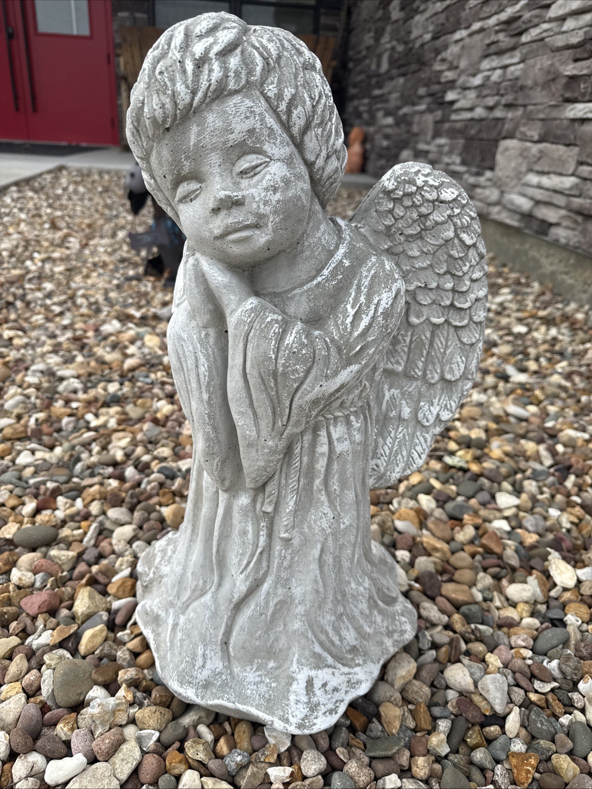 Beautiful Old Concrete Angel Garden Statue Beautiful Old Concrete Angel Garden Statue