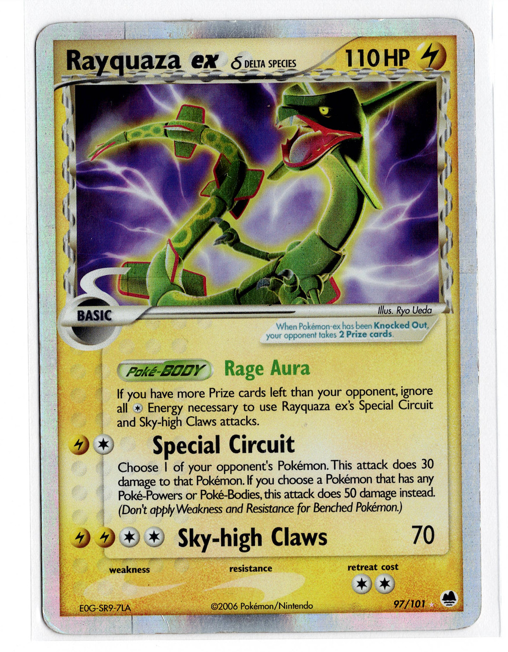 2006 Pokemon EX Dragon Frontiers Rayquaza ex (Delta Species) Holo Foil #97 2006 Pokemon EX Dragon Frontiers Rayquaza ex (Delta Species) Holo Foil #97
