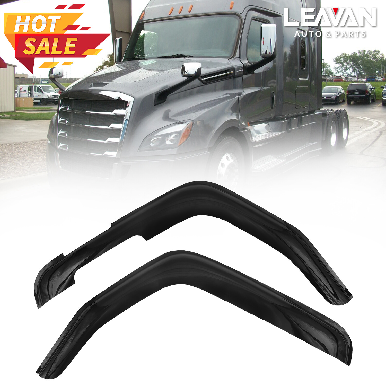 Tape-on Windows Visors Deflector Sun Rain Guard for Freightliner Cascadia 2018-
