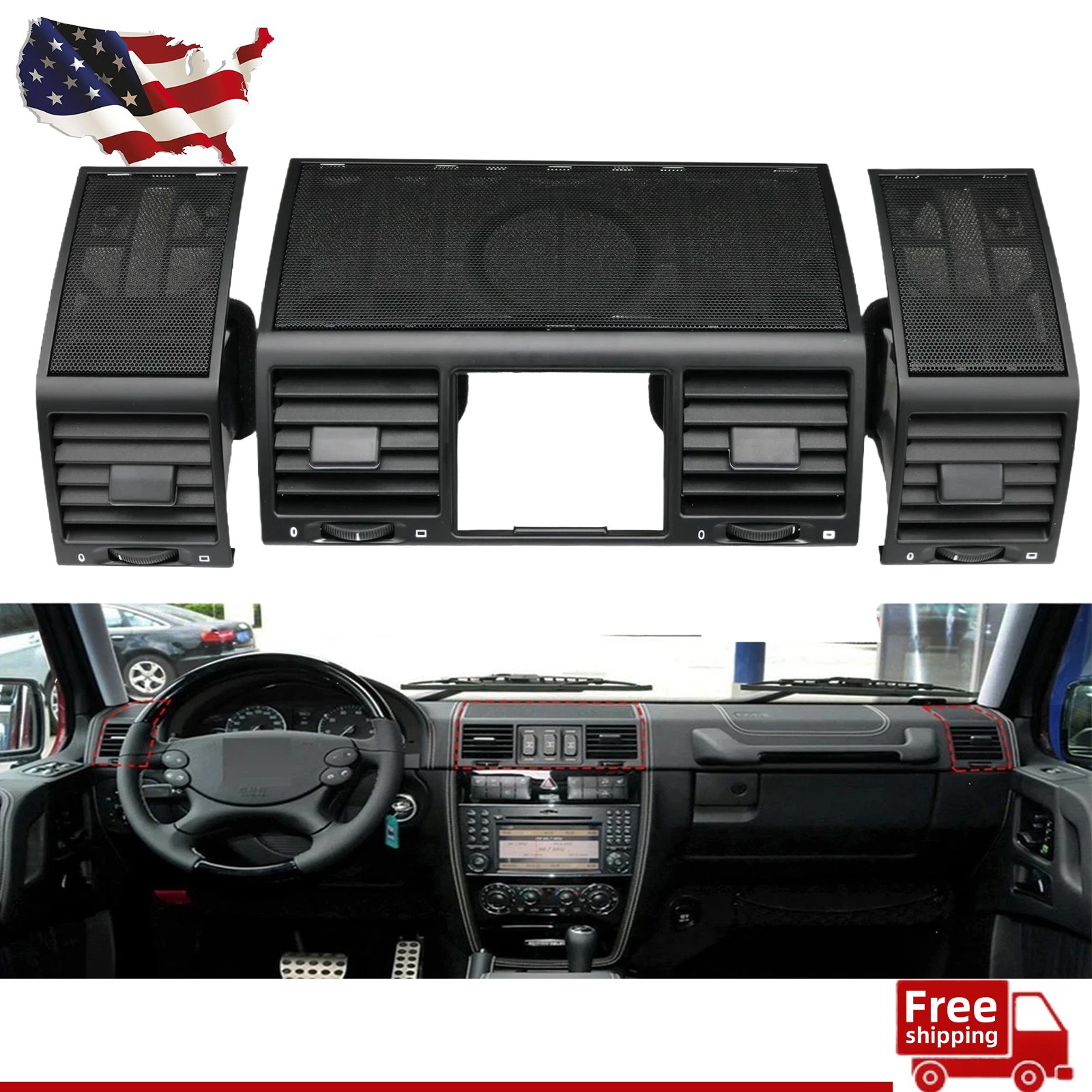 3Pcs A/C Air Vent Grille Cover For 2004-2012 Mercedes-Benz W463 G-Class G500 USA