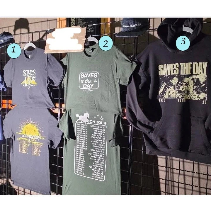 Saves The Day Fall Tour 2026 Concert T Shirt Hoodie Tour Dates Reprint